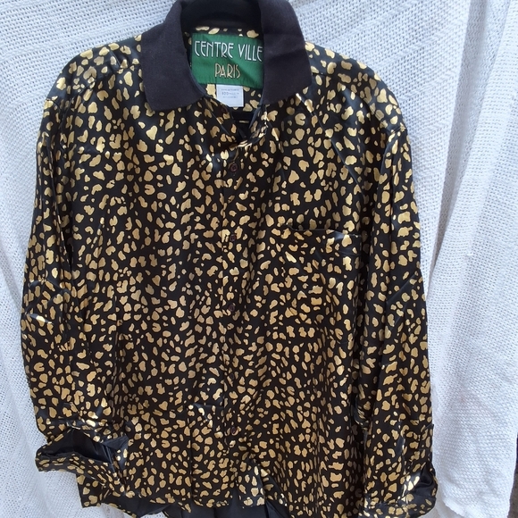 Centre Ville vintage French Golden leopard button down 2X ..14-18 - Picture 1 of 14